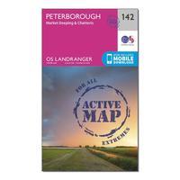 Ordnance Survey Landranger Active 142 Peterborough, Market Deeping & Chatteris Map With Digital Version, Orange