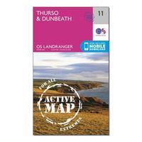 Ordnance Survey Landranger Active 11 Thurso & Dunbeath Map With Digital Version, Orange