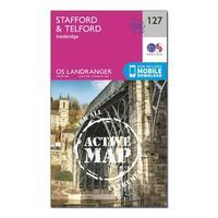 Ordnance Survey Landranger Active 127 Stafford & Telford, Ironbridge Map With Digital Version, Orange