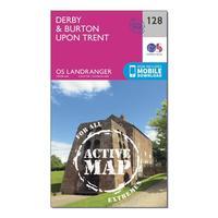 Ordnance Survey Landranger Active 128 Derby & Burton upon Trent Map With Digital Version, Orange