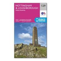 Ordnance Survey Landranger 129 Nottingham & Loughborough, Melton Mowbray Map With Digital Version, Orange