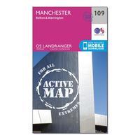 Ordnance Survey Landranger Active 109 Manchester, Bolton & Warrington Map With Digital Version, Orange