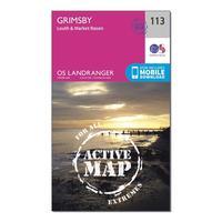 Ordnance Survey Landranger Active 113 Grimsby, Louth & Market Rasen Map With Digital Version, Orange