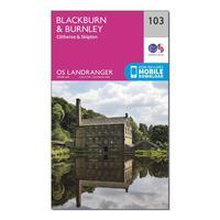Ordnance Survey Landranger 103 Blackburn & Burnley, Clitheroe & Skipton Map With Digital Version, Orange