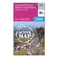 Ordnance Survey Landranger Active 191 Okehampton & North Dartmoor Map With Digital Version, Orange
