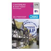 Ordnance Survey Landranger Active 179 Canterbury & East Kent, Dover & Margate Map With Digital Version, Orange