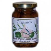 organico org garlic stuffed olives 245g