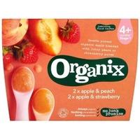 Organix Strawberry Apple & Peach Fruit Puree (4+) ((100gx4) x 6)