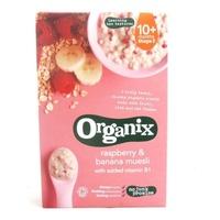 organix vegetarian organic raspberry banana muesli 200g