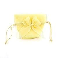 Organza Drawstring Favour Bags with Bow - Lemon Yellow