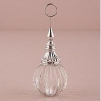 ornamental ribbed orb table number holder pearl