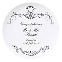 ornate swirl wedding plate personalised