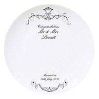 ornate swirl wedding message plate personalised