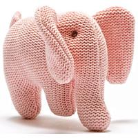 organic cotton knitted elephant baby toy rattle pink