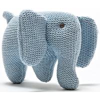Organic Cotton Knitted Elephant Baby Toy Rattle - Blue