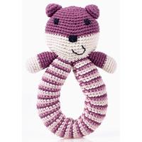 Organic Baby Teddy Bear Toy Rattle - Soft Purple