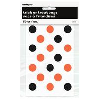 Orange and Black Dots Plastic Party Treat Bags