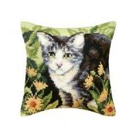 Orchidea Cross Stitch Cushion Kit Cat