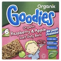 organix goodies organic raspberry apple soft oaty bars 6 x 30g