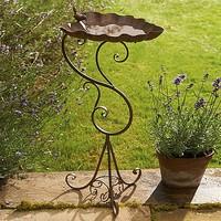 Ornate Leaf Pedestal Bird Bath