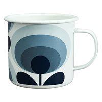 orla kiely enamel mug in 70s oval flower slate grey print