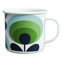 orla kiely enamel mug in 70s oval flower green apple print