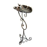 ornate leaf pedestal bird bath