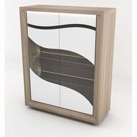 Oracle Display Cabinet In Oak And White With 2 Glass Doors
