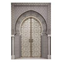 Oriental Door Grey Embellished Canvas (W)925mm (H)650mm