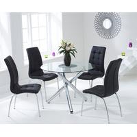 Orino 100cm Glass Dining Table with Black Calgary Chairs