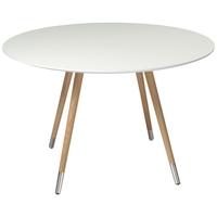 Orso White Top Round Dining Table with Matte Cap Oak Legs