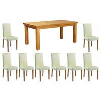 Orla Solid Oak 200cm Table with 8 Oakridge Chairs Cream