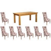Orla Solid Oak 200cm Table with 8 Mia Chairs Brown