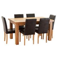 Orla Solid Oak 150cm Table with 6 Oakridge Chairs Black