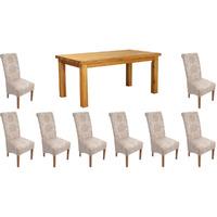 Orla Solid Oak 200cm Table with 8 Mia Chairs Cream