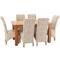 Orla Solid Oak 150cm Table with 6 Mia Chairs Cream