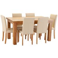 Orla Solid Oak 150cm Table with 6 Oakridge Chairs Cream