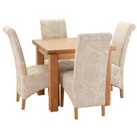 Orla Solid Oak 90cm Table with 4 Mia Chairs Cream
