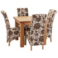 Orla Solid Oak 90cm Table with 4 Mia Chairs Brown