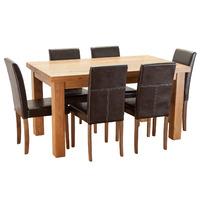 Orla Solid Oak 150cm Table with 6 Oakridge Chairs Brown