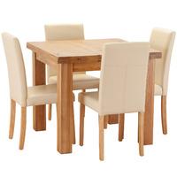 Orla Solid Oak 90cm Table with 4 Oakridge Chairs Cream