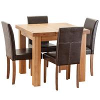 orla solid oak 90cm table with 4 oakridge chairs brown