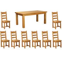 orla solid oak 200cm table with 8 chairs