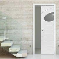 oriole white single pocket door clear glass