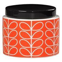 orla kiely ceramic small storage jar in linear stem persimmon orange p ...