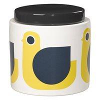 orla kiely ceramic 1l storage jar in sunshine yellow hen print