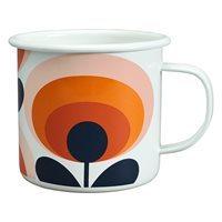 orla kiely enamel mug in 70s oval flower persimmon orange print