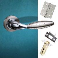 oran mediterranean lever on rose satin nickel polished chrome handle p ...