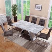 Orion Marble Rectangular Dining Table With 6 Dining Chairs