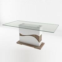 Oracle Glass Dining Table Rectangular In Oak And White